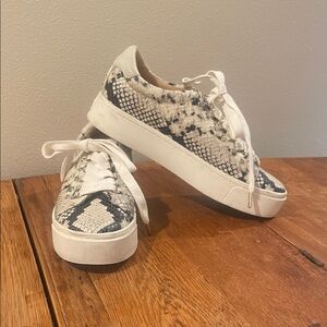 Joie Handan Snakeskin-Embossed Leather Sneakers | Size EU 38.5, US 7.5